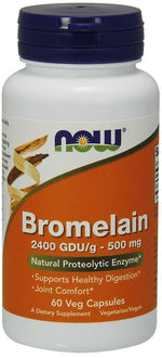 NOW FOODS Bromelain 2400 GDU 500 mg 60 kapsulių