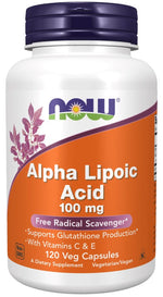 NOW FOODS alfa lipoinė rūgštis 100 mg 120 kapsulių