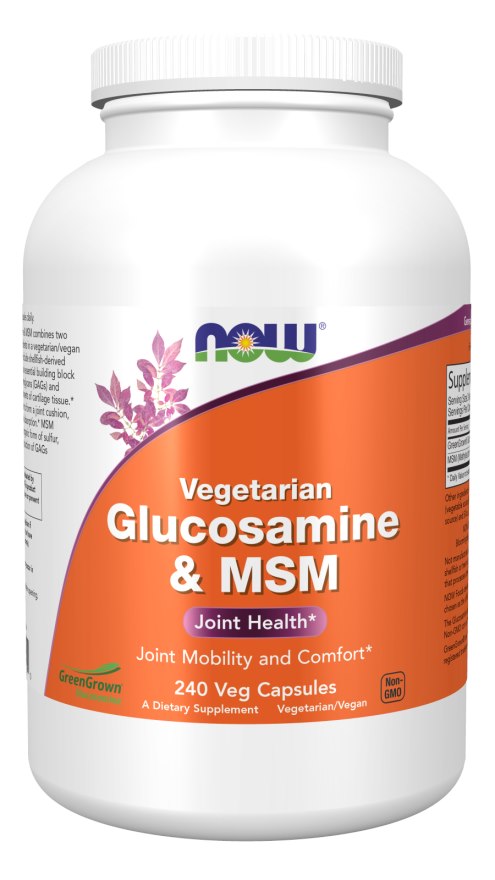 NOW FOODS gliukozaminas ir MSM vegetarams - gliukozaminas ir MSM 240 kapsulių