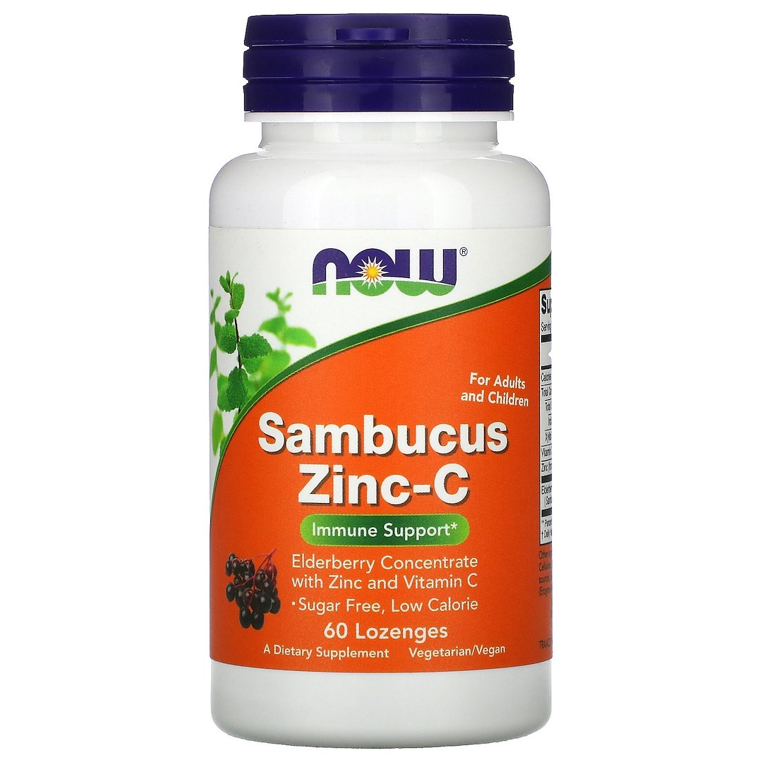 Now Foods Sambucus Zinc-C - cinko pastilės 60 tablečių