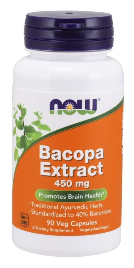 NOW FOODS Bacopa ekstraktas 450 mg 90 kapsulių
