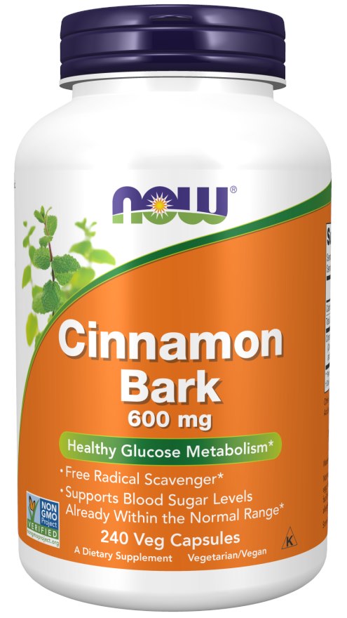 NOW FOODS Cinamono žievė - cinamonas 600 mg 240 kapsulių