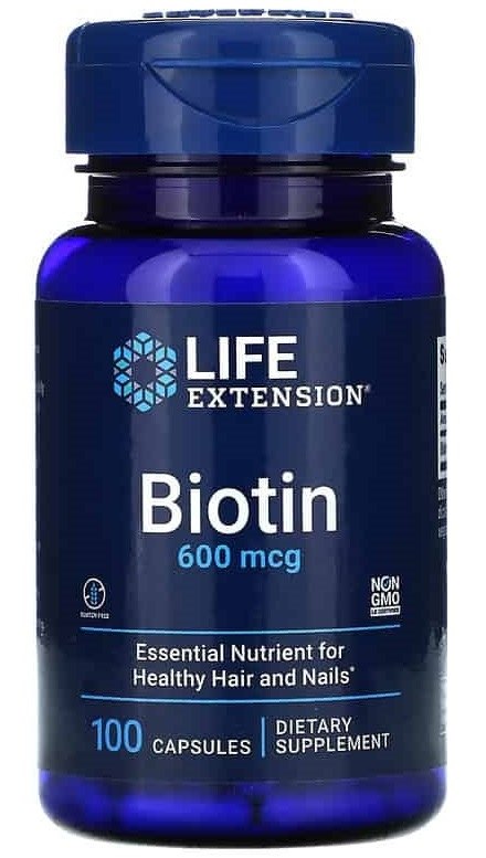 Life Extension Biotinas - Biotinas 100 kapsulių