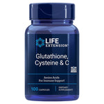 Life Extension L-glutationas + L-cisteinas + vitaminas C 100 kapsulių