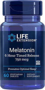 Life Extension Melatoninas 750 mcg 6 valandų išsiskyrimas 60 tablečių