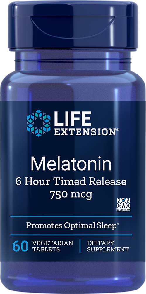 Life Extension Melatoninas 750 mcg 6 valandų išsiskyrimas 60 tablečių
