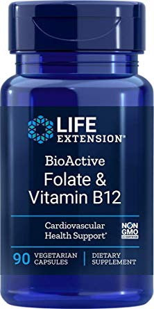Life Extension Bioaktyvus folatas ir vitaminas B12 90 kapsulių
