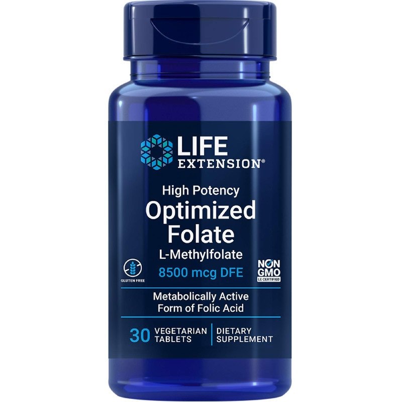 Life Extension Folian - didelio stiprumo optimizuotas folatas 30 tablečių
