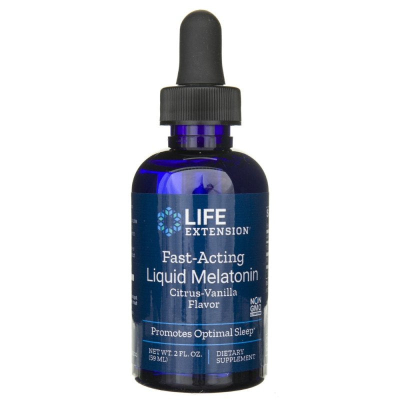 LIFE EXTENSION greitai veikiantis skystas melatoninas, citrusinių vaisių ir vanilės skonio 59 ml