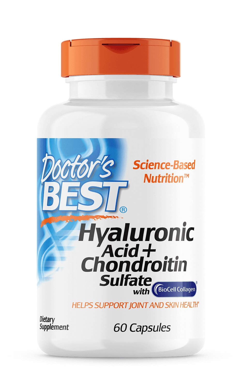DOCTOR'S BEST hialurono rūgštis + chondroitino sulfatas su BioCell kolagenu 60 kapsulių