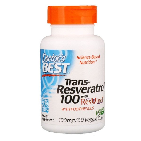 DOCTOR'S BEST trans-resveratrolis 100 mg + polifenoliai 80 mg 60 kapsulių