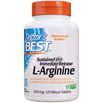 DOCTOR'S BEST ilgalaikio ir greito atpalaidavimo L-argininas 500 mg 120 tablečių