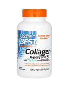 DOCTOR'S BEST I ir III tipų kolagenas 180 tablečių
