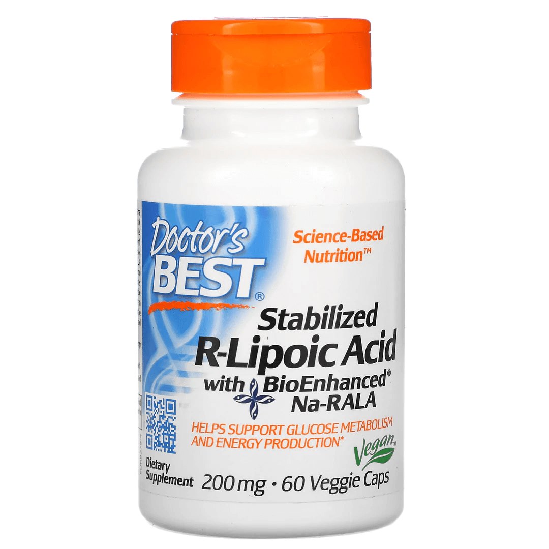 DOCTOR'S BEST stabilizuota R-lipoinė rūgštis 200 mg 60 kapsulių