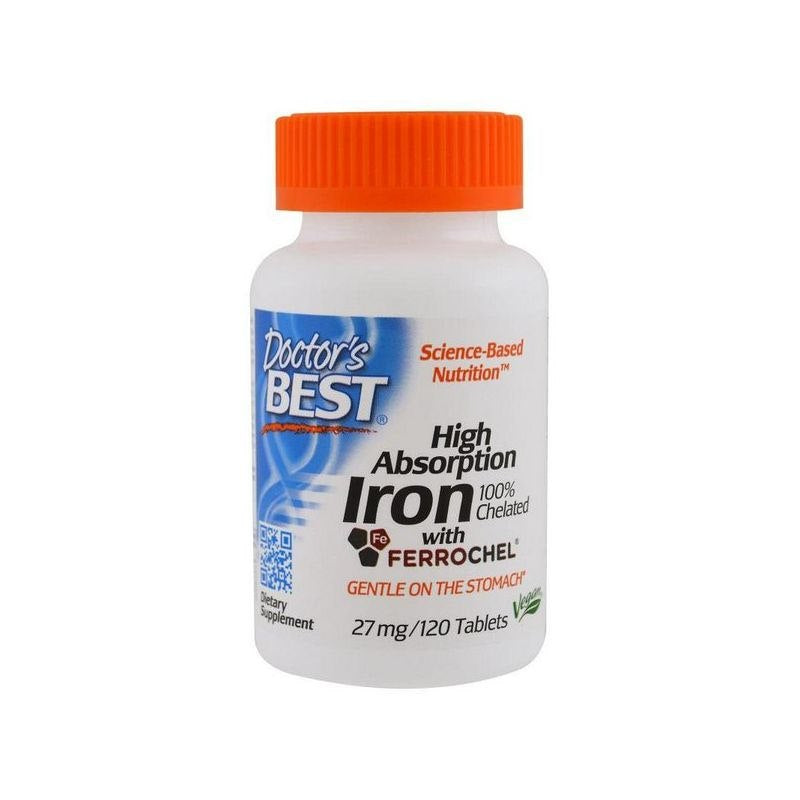 DOCTOR'S BEST geležis 27 mg – geležis 120 tablečių