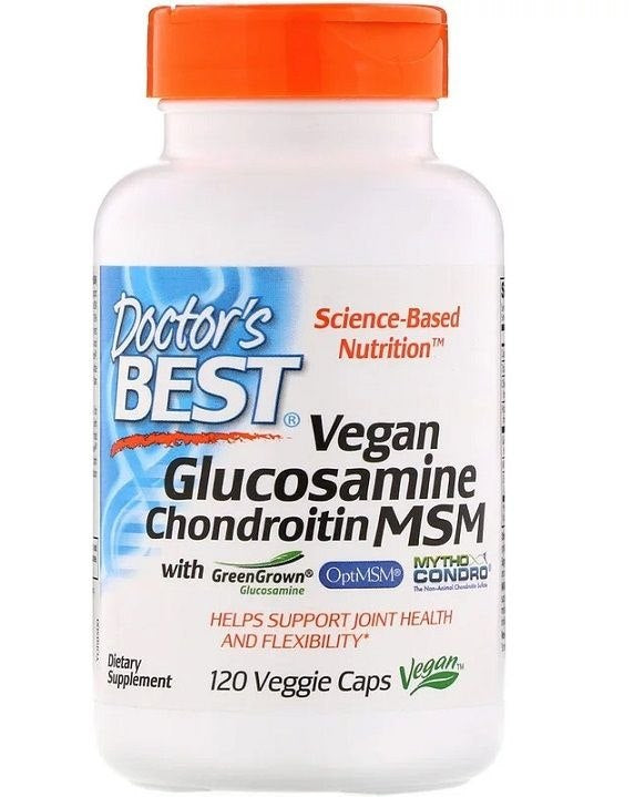 DOCTOR'S BEST veganiškas gliukozaminas + chondroitinas + MSM 120 kapsulių