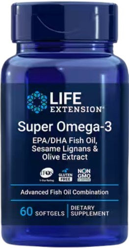 GYVENIMO PRATĘSIMAS Super Omega-3 EPA/DHA su sezamų lignanais ir alyvuogių ekstraktu 60 kapsulių