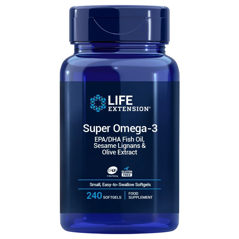 Life Extension Super Omega-3 EPA/DHA su sezamų lignanais ir ES alyvuogių ekstraktu 240 kaps.