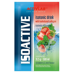 Activlab Isoactive funkcinis izotonikas su kolagenu, braškių ir mėtų - 20 paketėlių