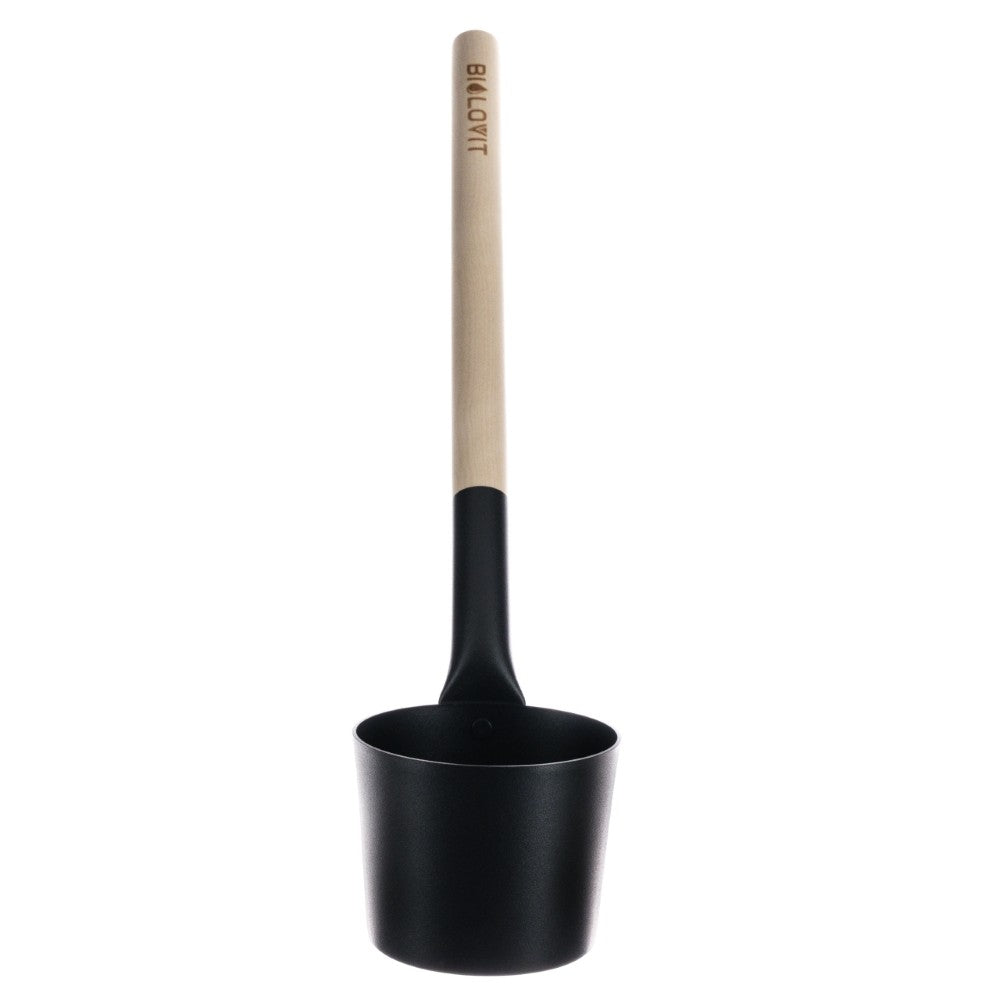 Bilovit - Juodas aliuminio pirties šaukštas su beržo rankena 42cm