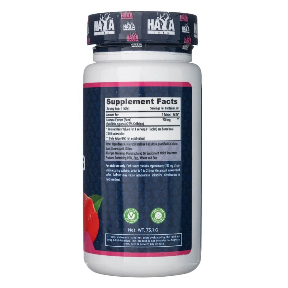 Haya Labs Guarana 900 mg - 60 tablečių