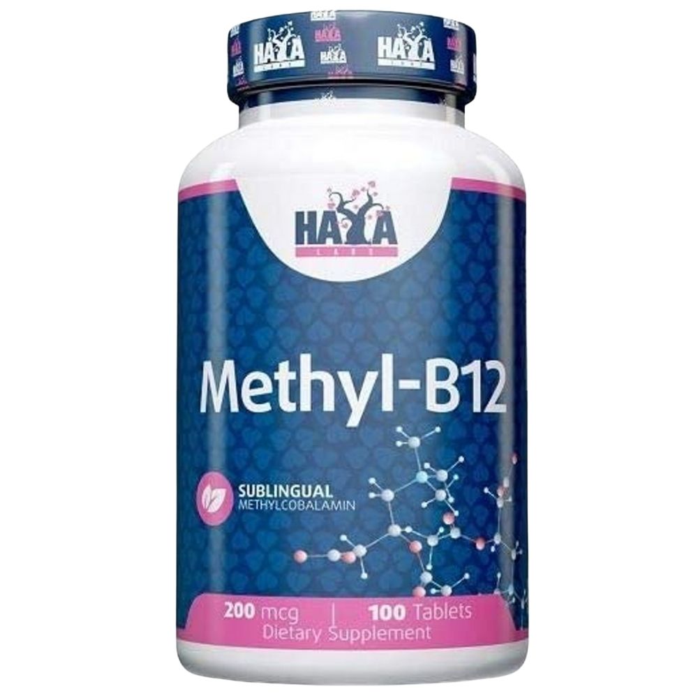 Haya Labs Methyl-B12 Vitaminas B12 200 mcg, vyšnia - 100 tablečių