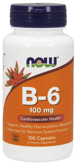 Vitamin B-6, 100mg - 100 caps - NOW Foods