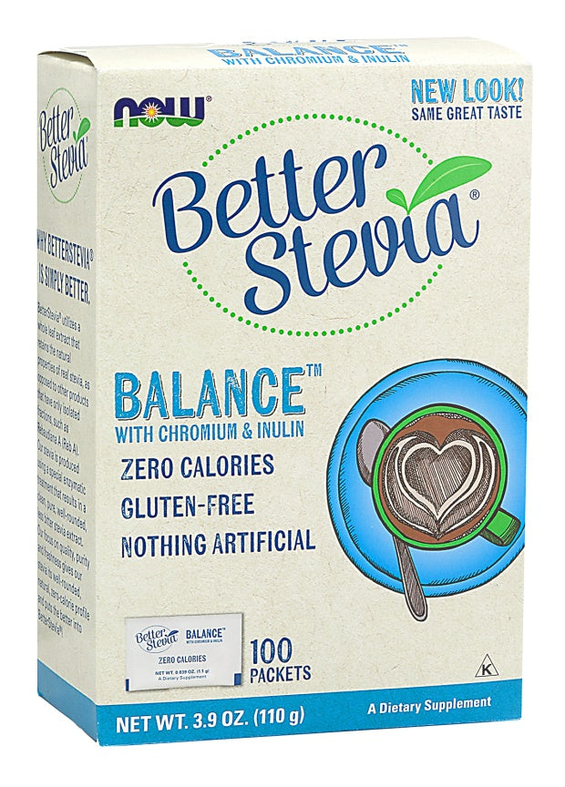 Better Stevia Balance with Chromium & Inulin - 100 packets - NOW Foods