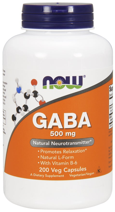 GABA with Vitamin B6, 500mg - 200 vcaps - NOW Foods