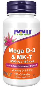 Mega D-3 & MK-7 - 120 caps - NOW Foods
