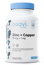 Zinc + Copper, 15mg + 1mg - 120 vegan caps - Osavi