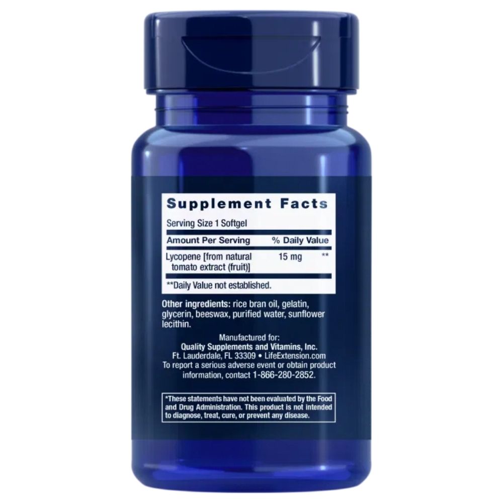 Life Extension Mega Lycopene 15 mg - 90 minkštųjų gelių