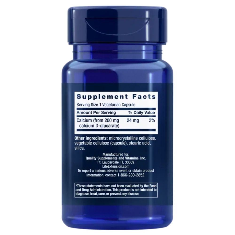 Life Extension Kalcio D-gliukaratas 200 mg - 60 kapsulių