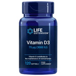 Life Extension vitaminas D3 75 mcg (3000 TV) - 120 minkštųjų gelių