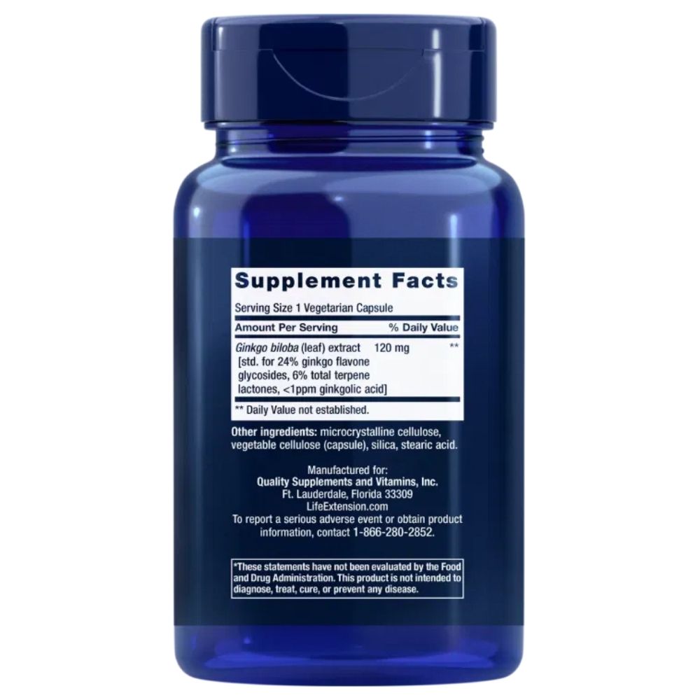 Life Extension Ginkgo Biloba (Ginkgo biloba) 120 mg - 365 kapsulės