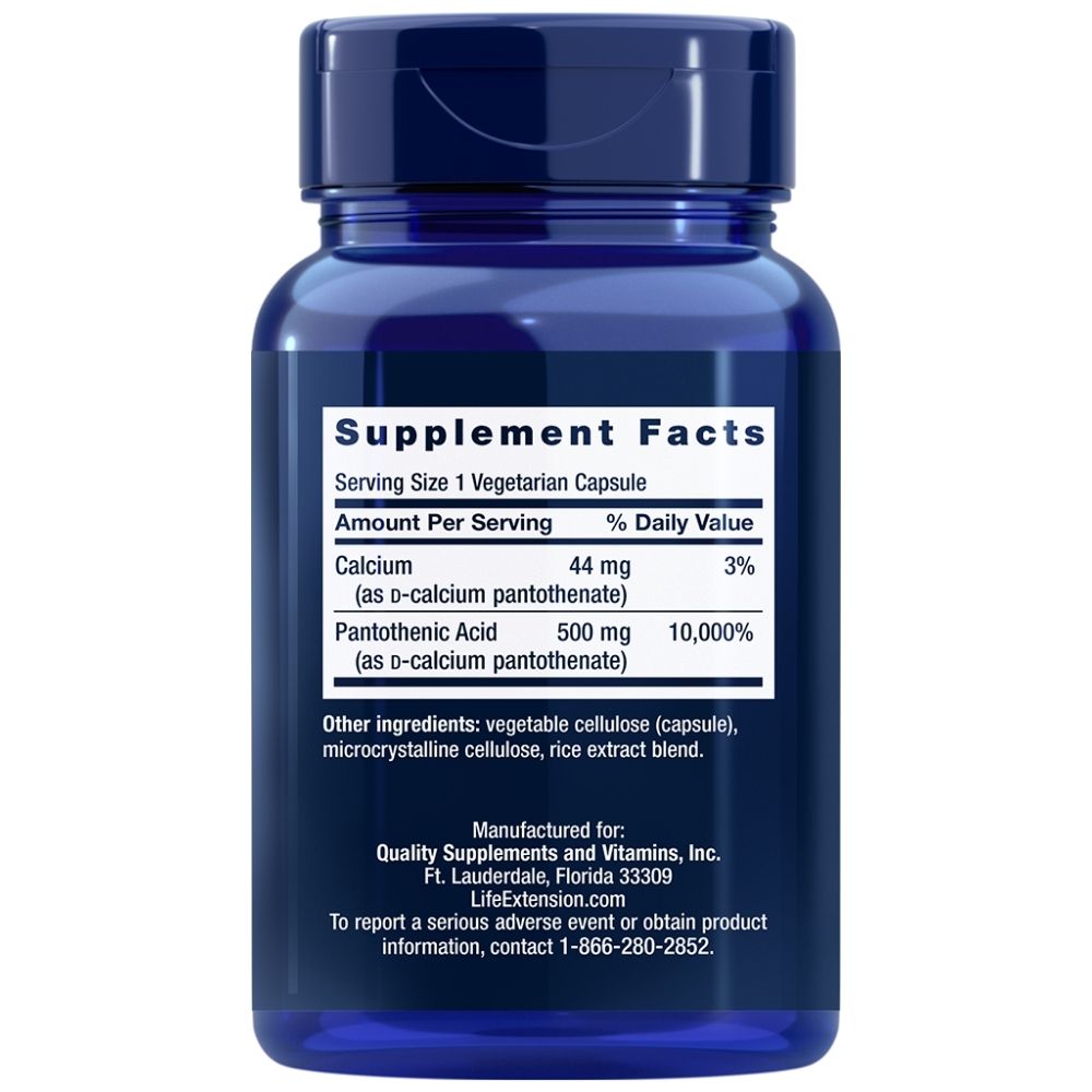 Life Extension Pantoteno rūgštis 500 mg - 100 kapsulių