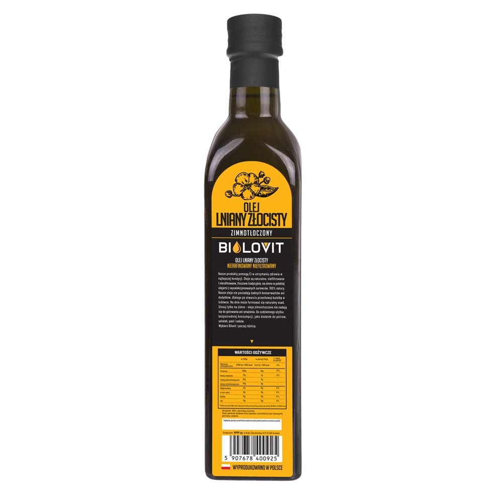 Bilovit Auksinis šalto spaudimo linų sėmenų aliejus - 500 ml