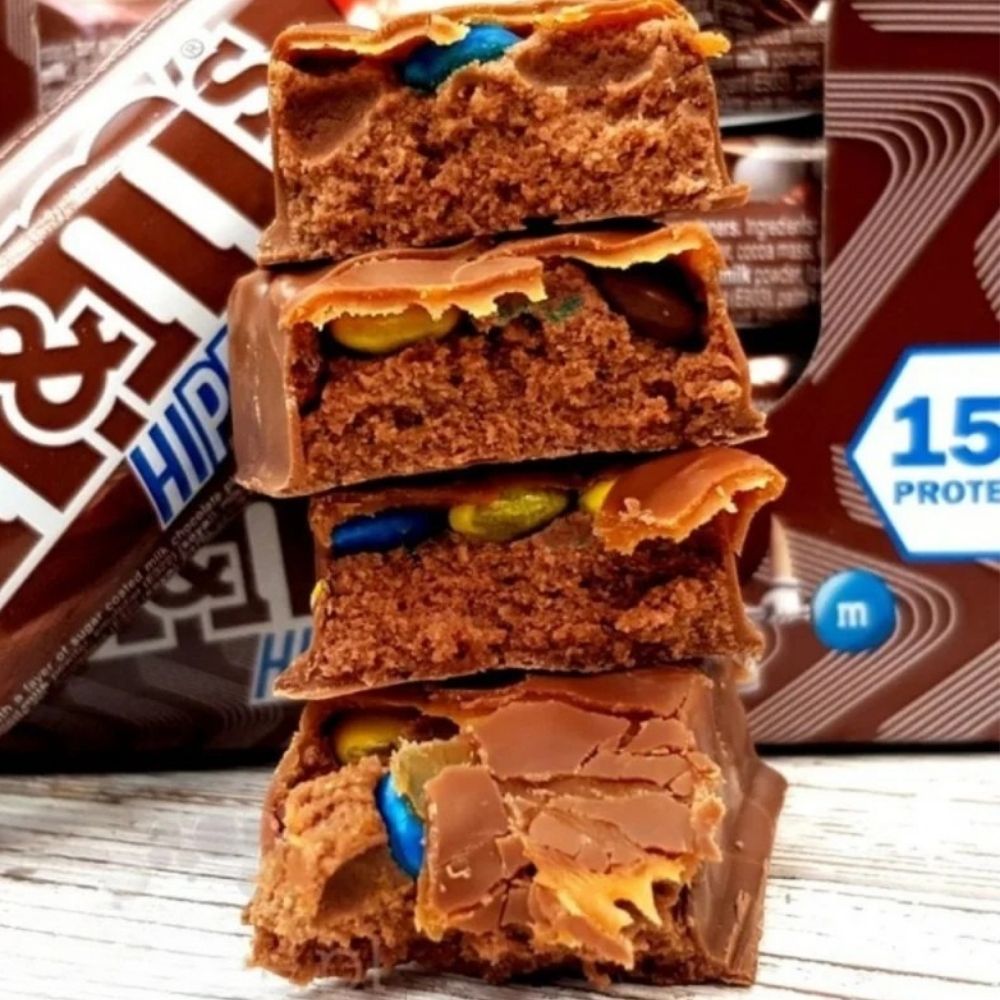 M&amp;M's Hi-Protein, baltyminis batonėlis, šokoladas, karamelė ir M&amp;M's - 51 g
