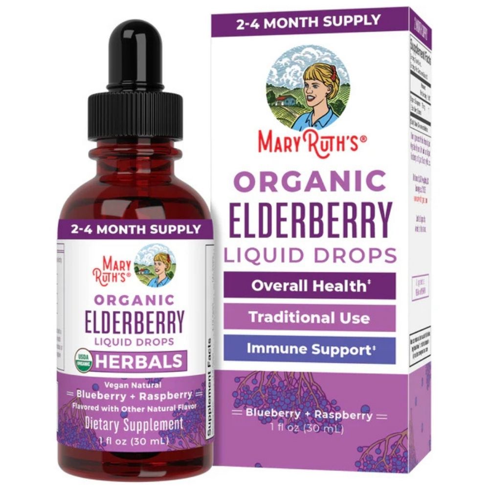 MaryRuth's šeivamedžio uogų lašai, mėlynių ir aviečių - 30 ml