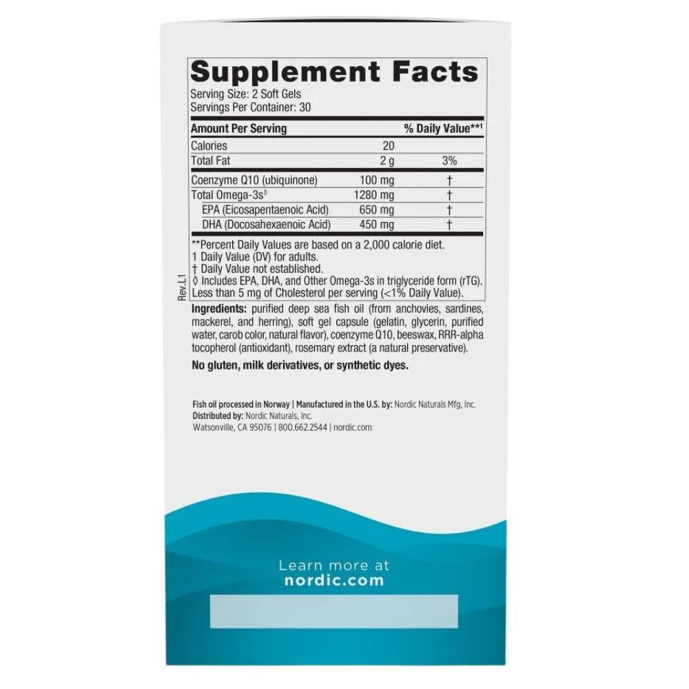 Nordic Naturals Ultimate Omega + Coq10, citrina - 120 kapsulių