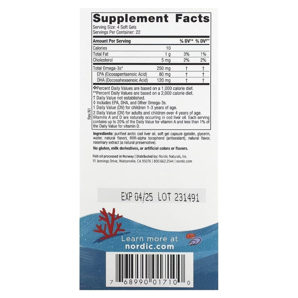 Nordic Naturals DHA 250 mg - 90 mini kapsulių vaikams
