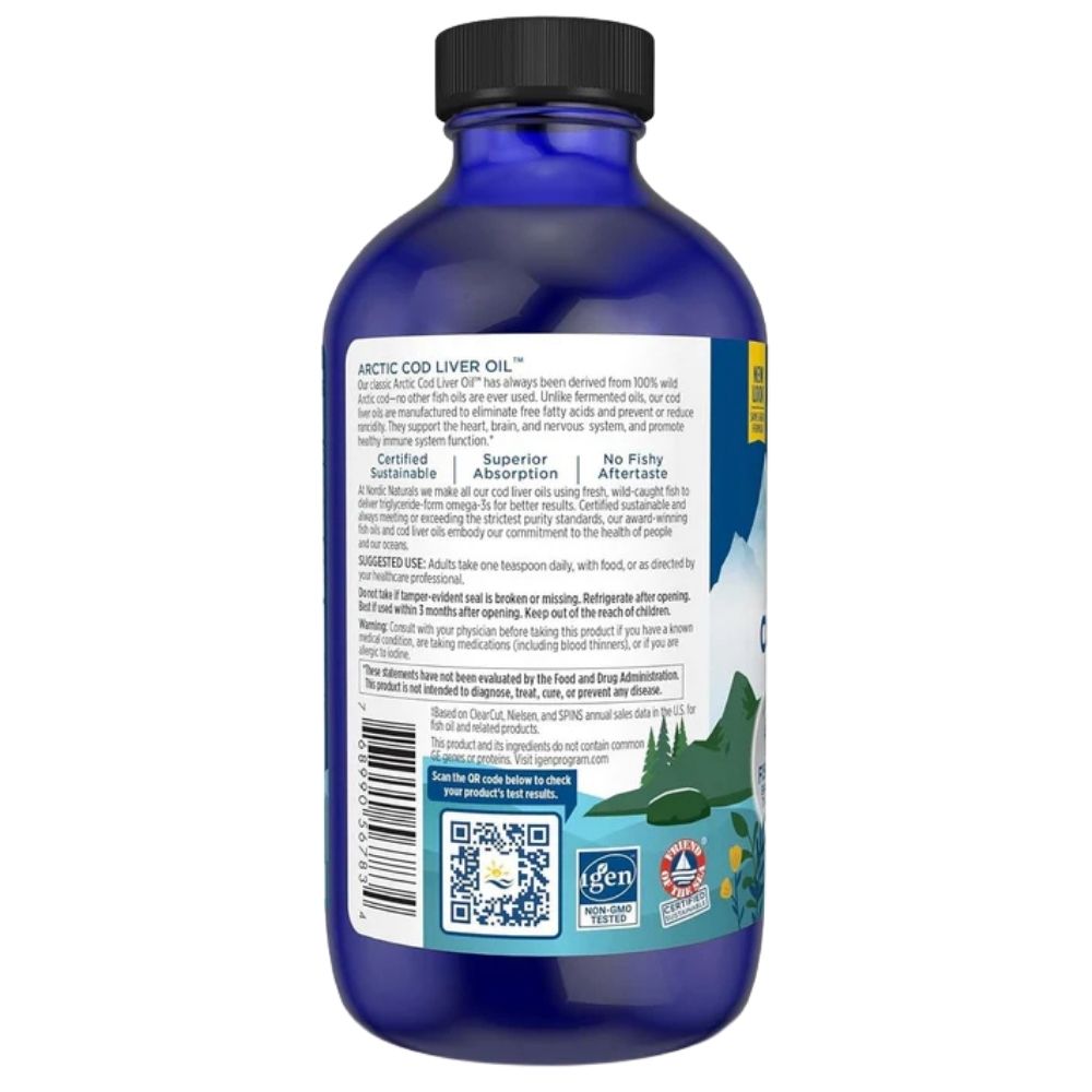 Nordic Naturals Arctic menkių kepenų aliejus braškių - 237 ml