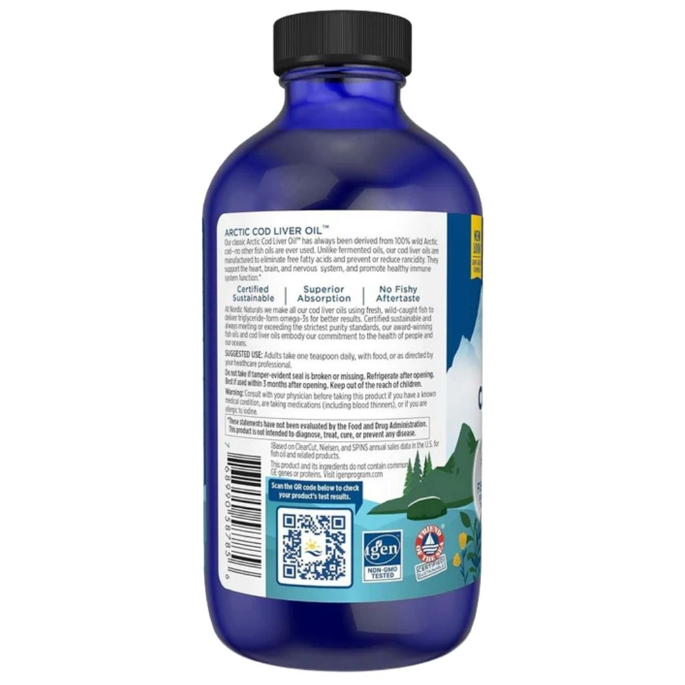 Nordic Naturals Arctic menkių kepenų aliejus citrina - 237 ml