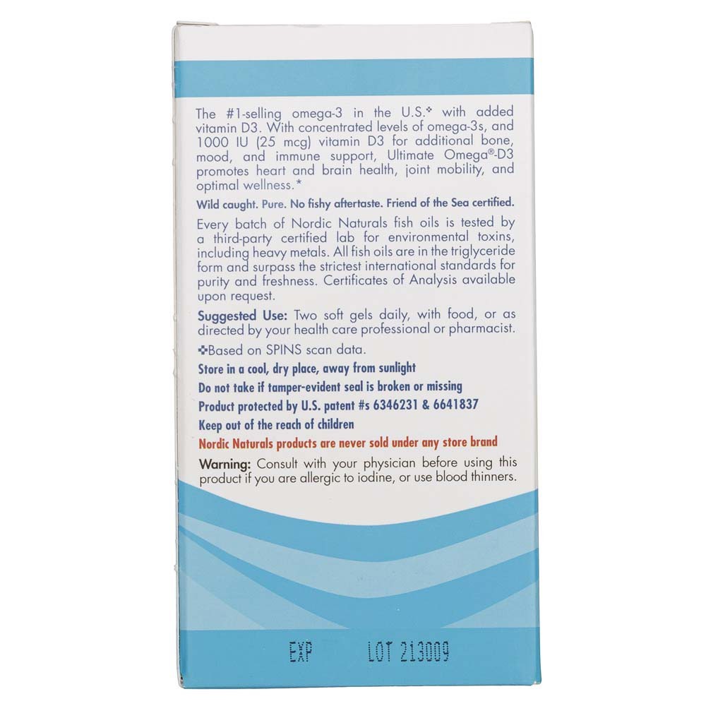 Nordic Naturals Ultimate Omega-D3, citrinų skonio, 250 mg - 60 minkštųjų kapsulių