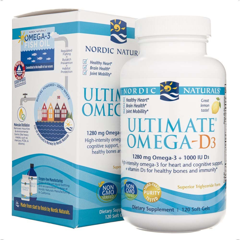 Nordic Naturals Ultimate Omega-D3 Lemon 640 mg - 120 minkštųjų gelių