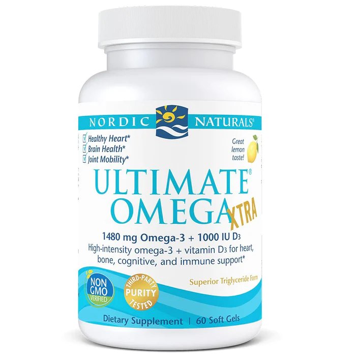 Nordic Naturals Ultimate Omega Xtra + D3 lemon - 60 kapsulių