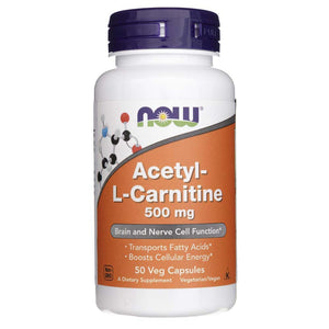 Now Foods acetil-L-karnitinas 500 mg - 50 kapsulių
