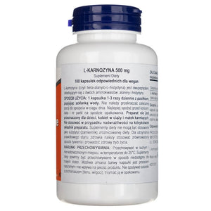 Now Foods L-karnozinas (L-karnozinas) 500 mg - 100 kapsulių
