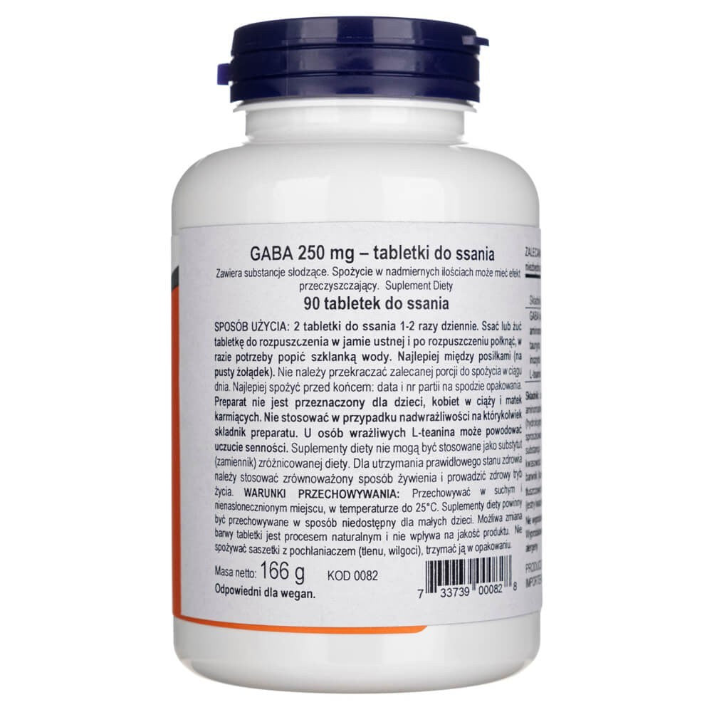 Now Foods GABA apelsinų skonio kramtomoji - 90 tablečių