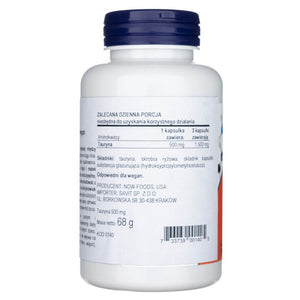 Now Foods taurinas 500 mg - 100 kapsulių
